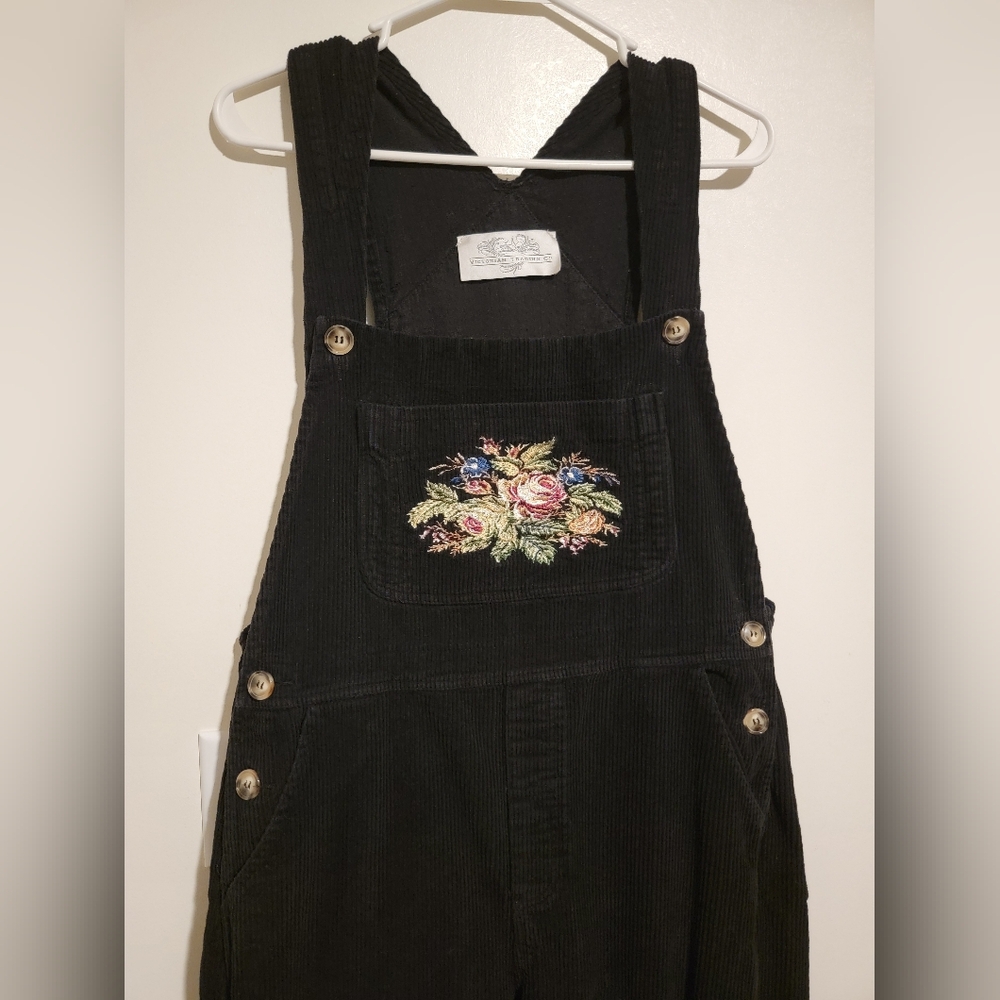 Victorian Trading Co. Embroidered Corduroy Wide Leg Womens Overalls Sz M Y2K 90s - Picture 13 of 14